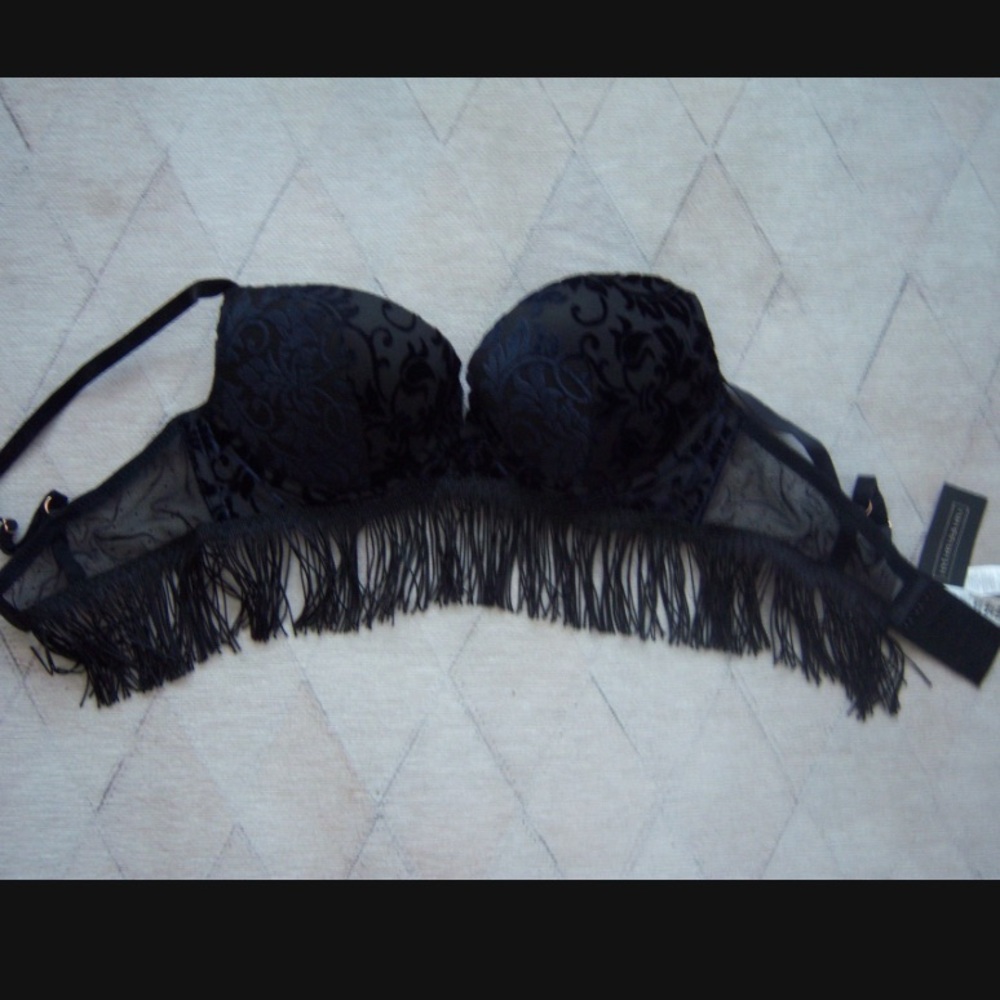 Intimissimi Fringe Velvet Floral Burnout Padded Push-up Bra 34b NWT
